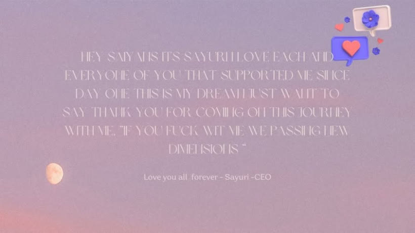 A thank-you from Sayuri